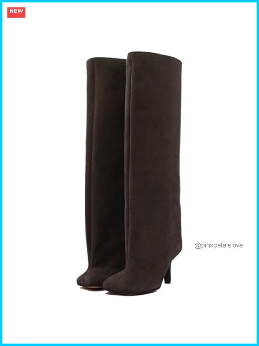 Women's Square Toe Knee High Boots Slouchy Pull On Kitten Heel Tall